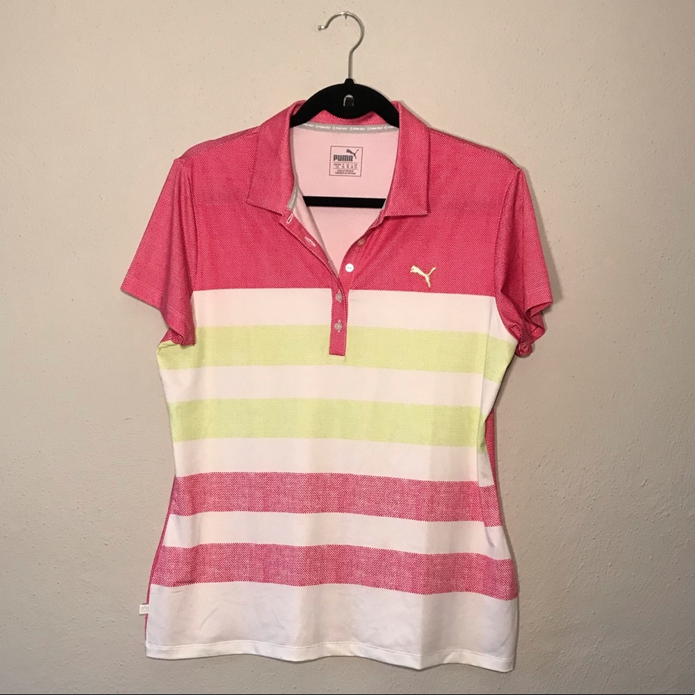 Puma striped golf polo
